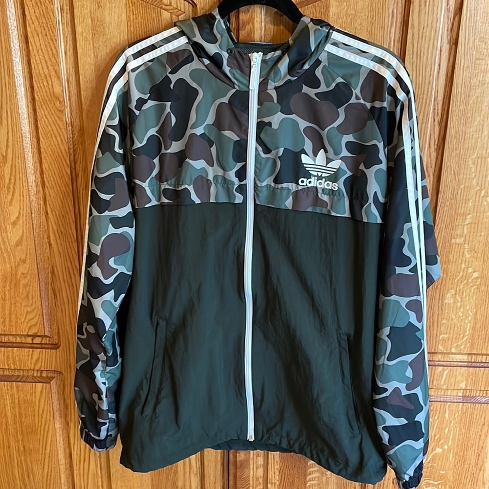 Camouflage adidas hooded windbreaker